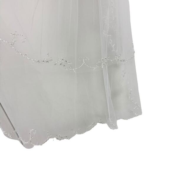 Unbranded White Tulle Rhinestone Sequin Beaded Bridal Wedding Veil Blusher Comb - Picture 3 of 7